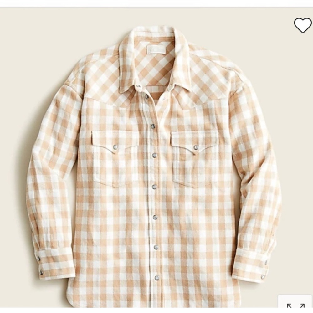 J. Crew Tan and White Plaid Shacket